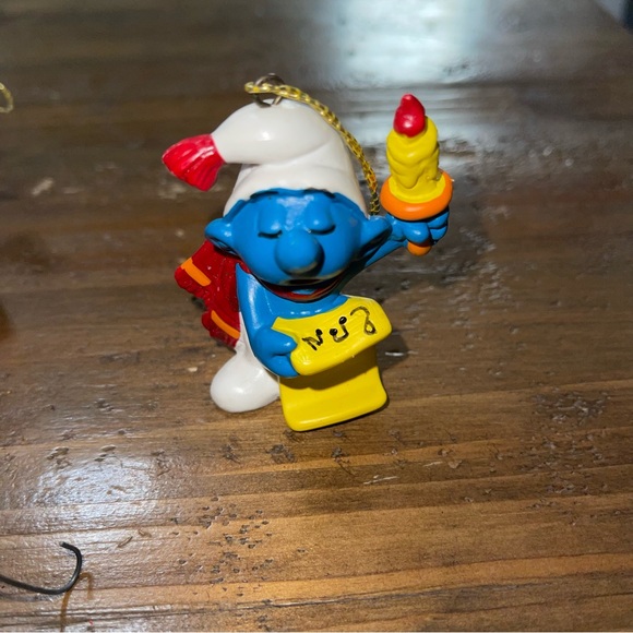 Vintage 5-Piece Smurf Christmas Ornament Set - Picture 6 of 10